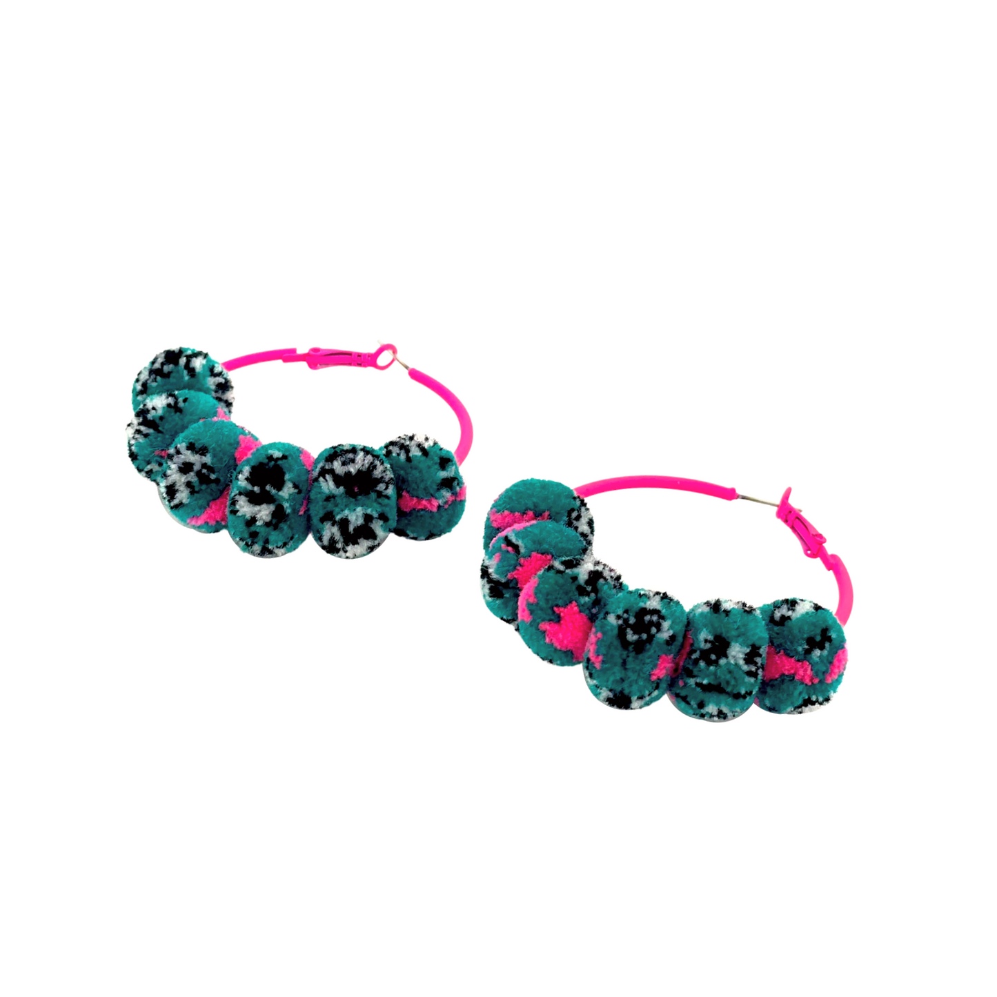 pom'd painted hoops in techno teal